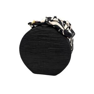 Black Rowallan Scotland Round Silk Jewelry Box Travel Case NWT Compartments